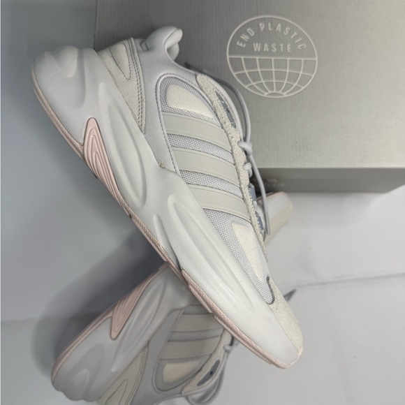 adidas Gray and Pink Athletic Shoes with Cushioned Midsole - Picture 8 of 9